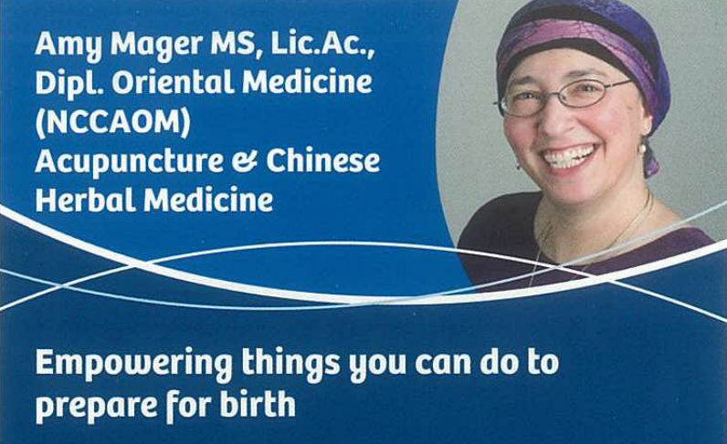 Amy Mager Business Card Oriental Medicine Acupuncture Chinese Herbal Medicine